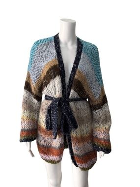 $2,750 Maiami Multi-Color Knit Cashmere Cardigan Sweater Size S/M